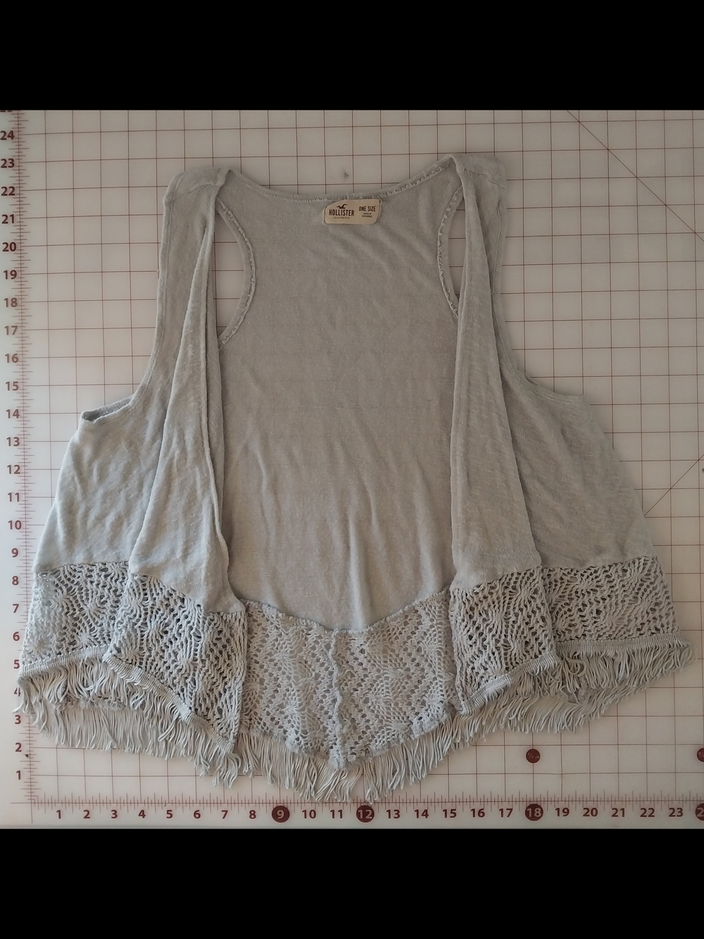 Vintage Hollister Light Gray Crochet Fringe Tank Top